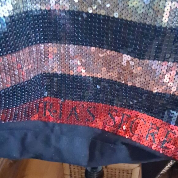 VS Sequin Striped Large Tote Bag - Black, Silver, Red - Picture 2 of 5